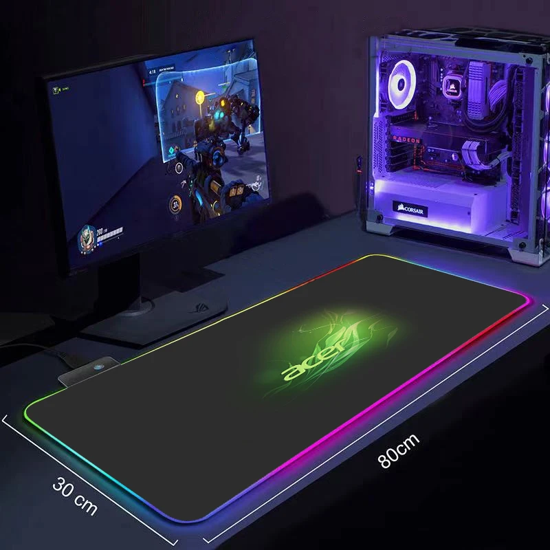 

Acer logo DIY Gaming Mouse Pad Large Anime Mousepad RGB Computer Mouse Pad Gamer Mause Pad LED Backlit Mat Keyboard Desk Mat