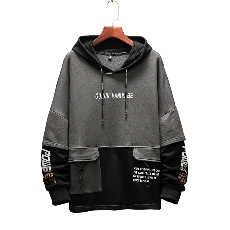 

Japan Style Casual O-Neck 2021 Spring Autumn Print Hoodie Sweatshirt Men'S Thick Fleece Hip Hop High Streetwear Clothes