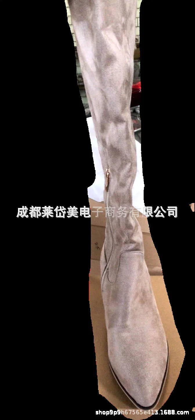 

2021 winter thick heeled boots large size new pointed 40-43 women's shoes pointed frosted high women's shoes