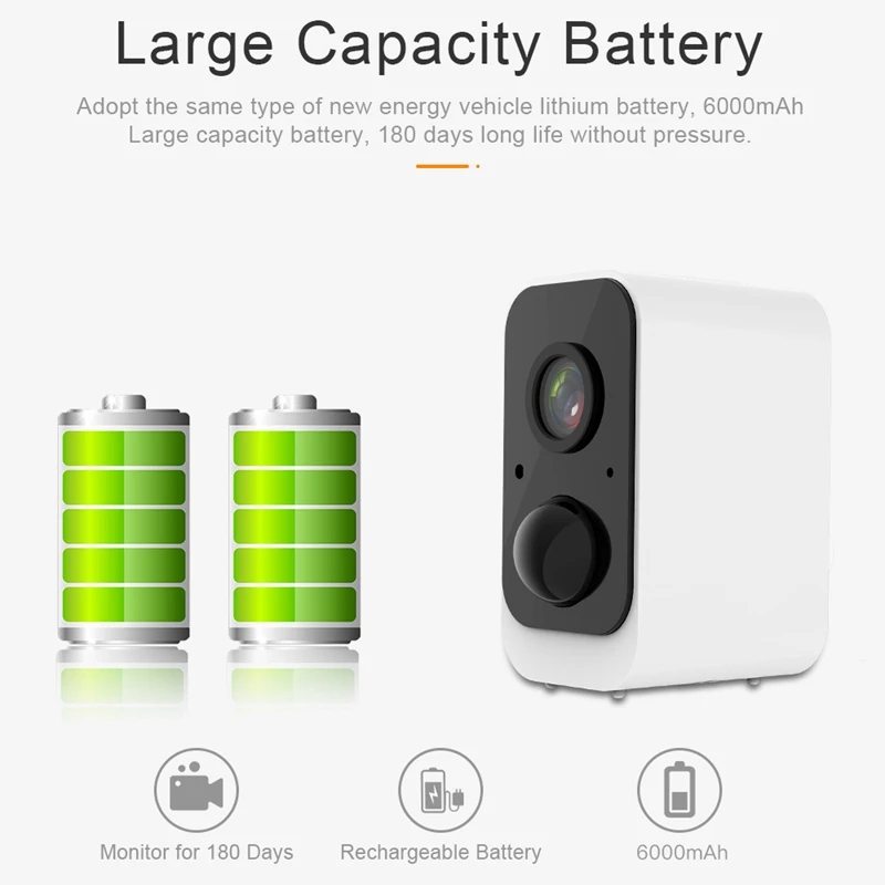 

5000MAh Rechargeable Battery 1080P Wifi Camera Waterproof Outdoor Security Camera PIR Two Way Audio Night Vision Camera
