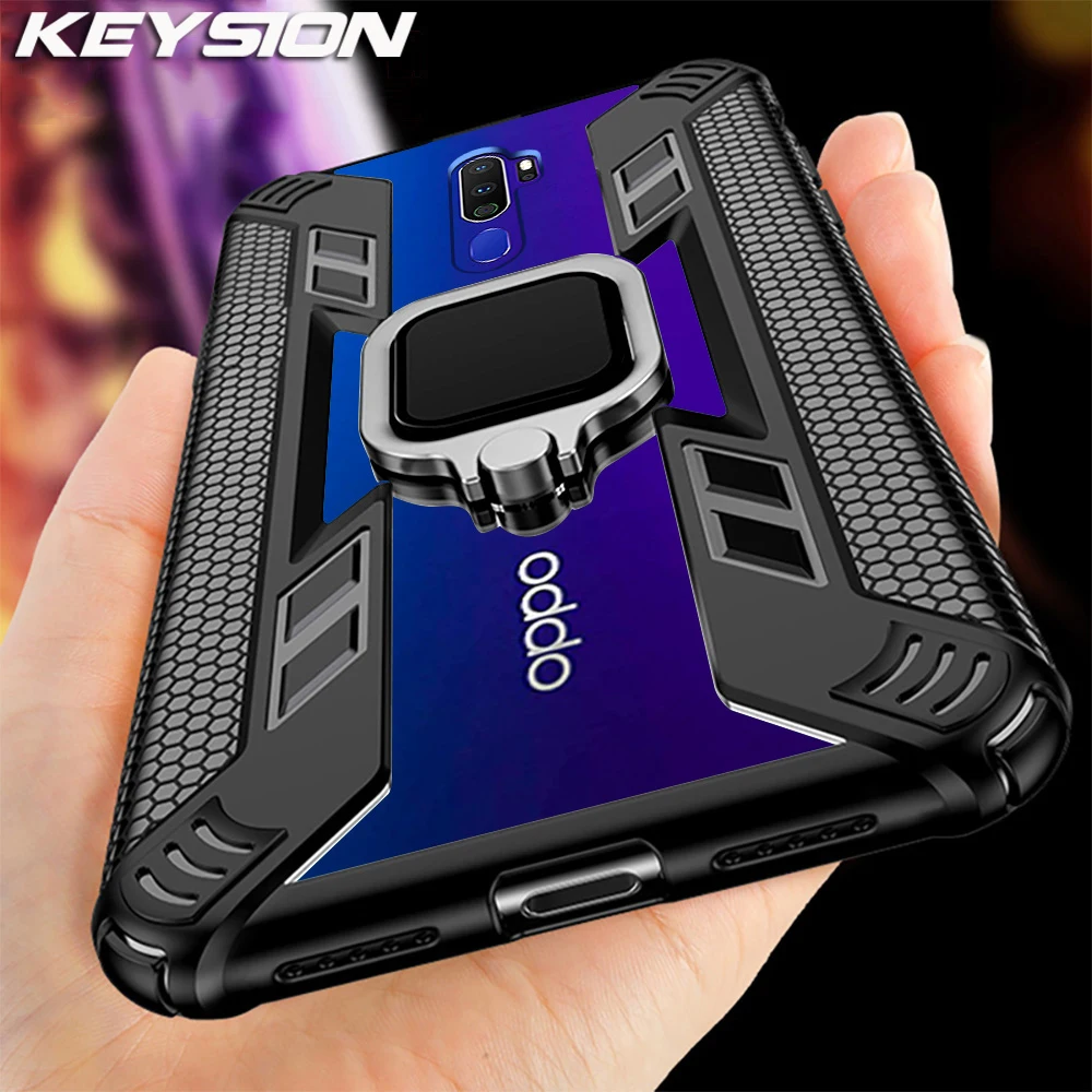 KEYSION Shockproof Armor Case for OPPO A9 2020 A5 Stand Magnetic Holder Ring Back Cover | Мобильные телефоны и аксессуары