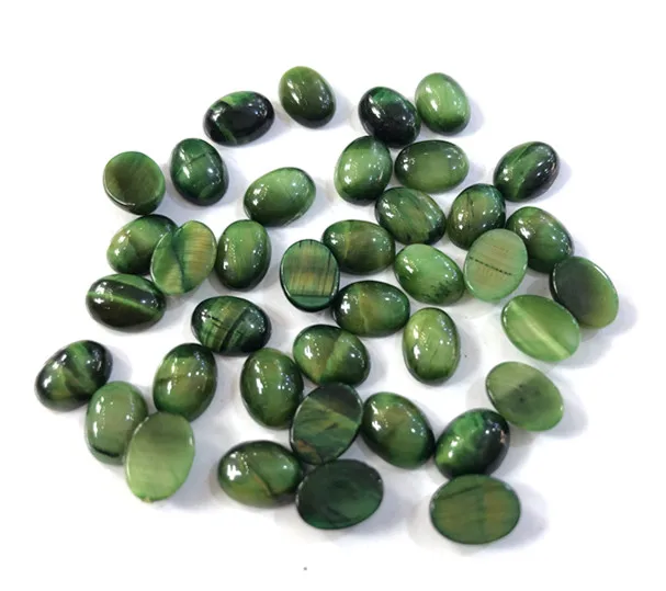 

Gemstone Green Tiger Eye Bead Cabochon Oval 6x8mm CAB Semi Preciou stone Jewelry Cabochon Ring Face 10pcs/lot