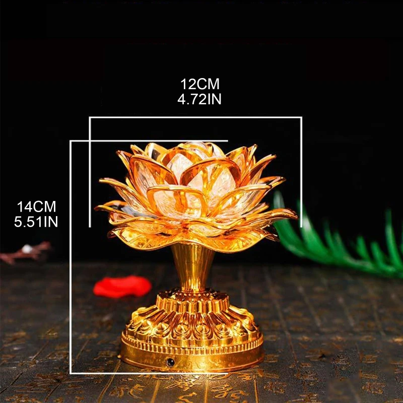 

Buddhism Lotus Lamp Colorful Lotus Lamp Desktop Decoration Light for Home Meditation Worship Buddhism Temple