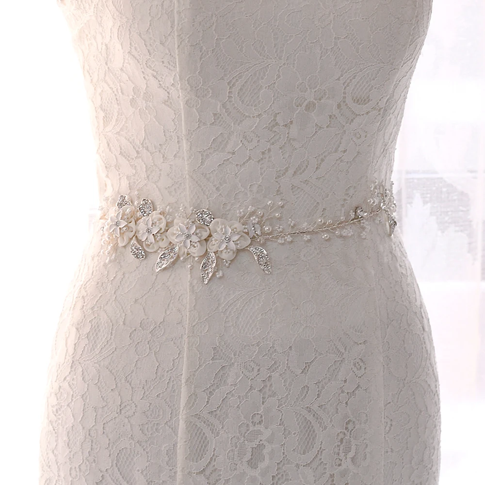 

TRiXY SH274 Luxury Wedding Dress Belt Sliver Diamond Flower Sash Belts Wedding Dresses Accessories Rhinestone Belt Sequin Belt