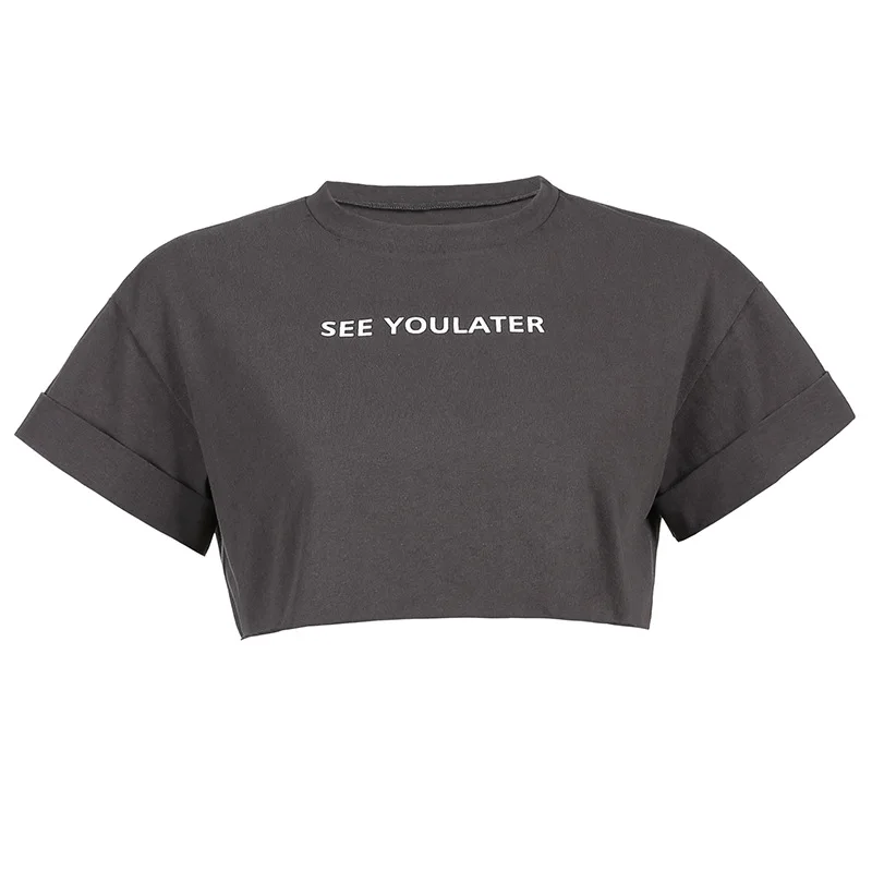 

Cotton Letter Print T Shirt Summer Women Art Aesthetics Harajuku Streetwear Tops Tee Short Sleeve O Neck Skinny Femme T-shirts