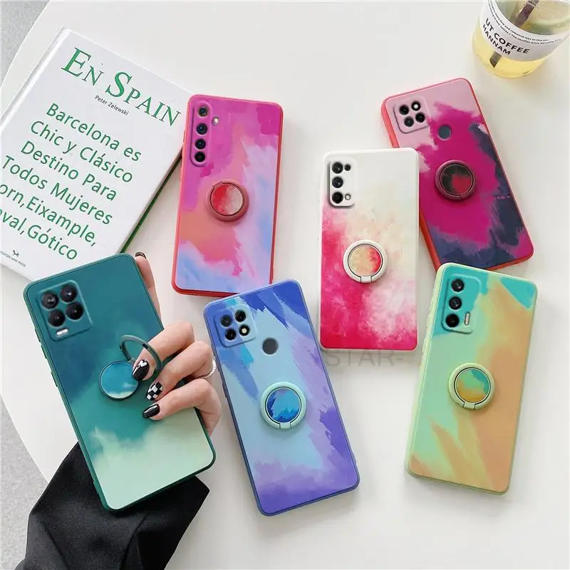 ring holder phone case for oppo realme 8 7 pro 4g 5g 7i c21 c21y 6 6i 5i c3 5 gt neo 2 master edition square silicone cover free global shipping