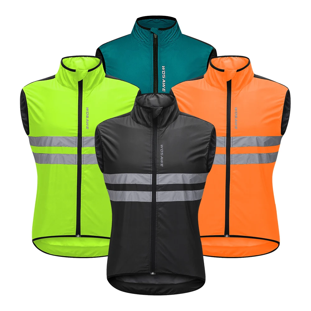 WOSAWE Men's Cycling Vest Reflective Windproof Waterproof Breathable Clothing MTB Bike Bicycle Jacket Sleeveless Safety Vest images - 6