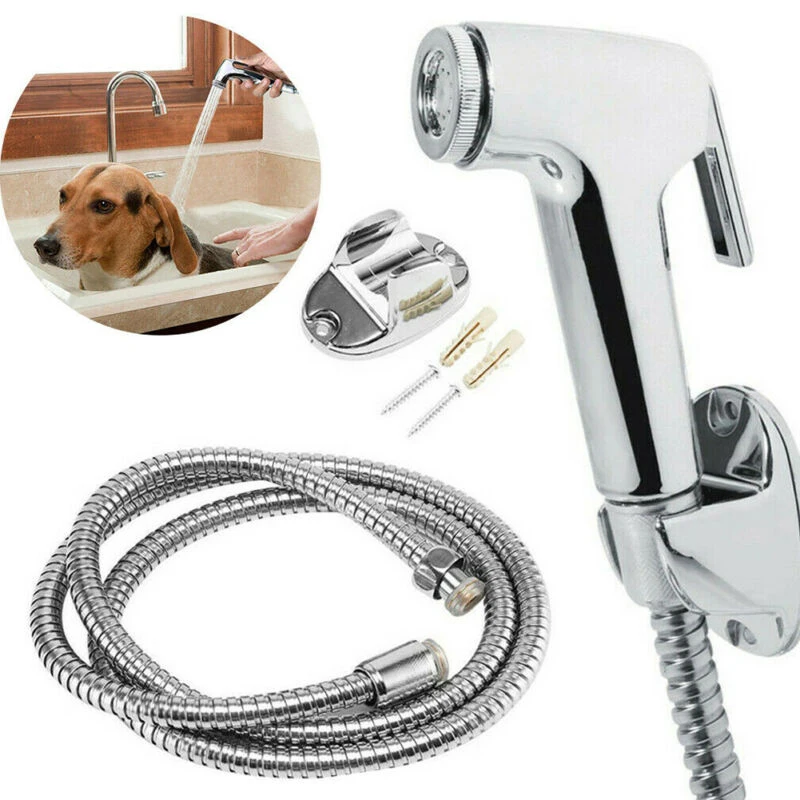 

3 In1 Douche Sprayer Shower Head Sprinkler 1.5m Hose Bracket Bidet Shattaf Set Chrome Hygienic Toilet Shower Head Bracket