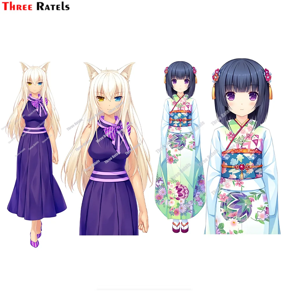 

Аниме Мультяшные наклейки Three Ratels D433 Minazuki Shigure Nekopara для украшения кузова автомобиля, автомобильные наклейки