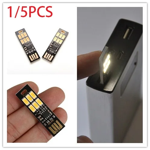 1/5 шт Мощность банк компьютер лаптопы 1W 5V Портативный мини USB 6 светодиодный