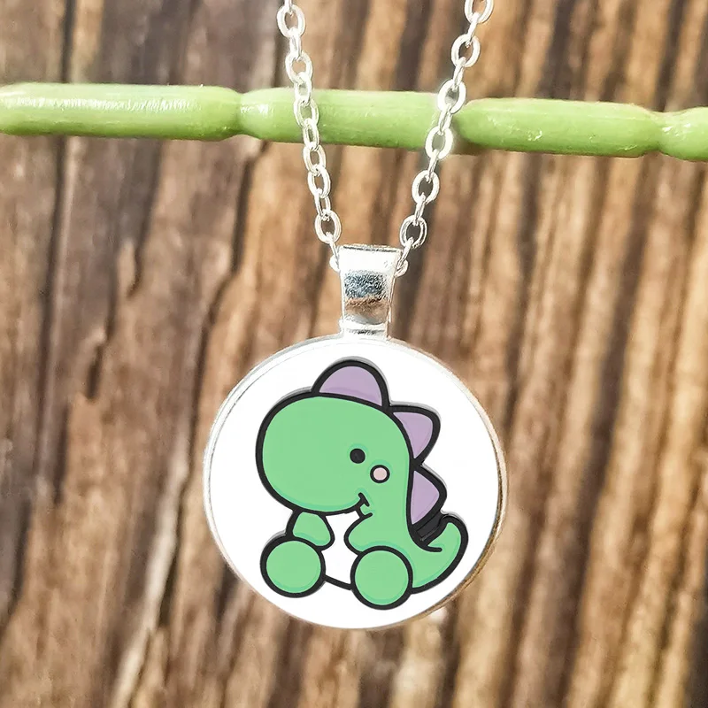 Lovely Book Dinosaur Necklace Kids Fun Animal Cute Little Glass Pendant for Women Charm Long Chain Jewelry Friends Gift | Украшения и - Фото №1