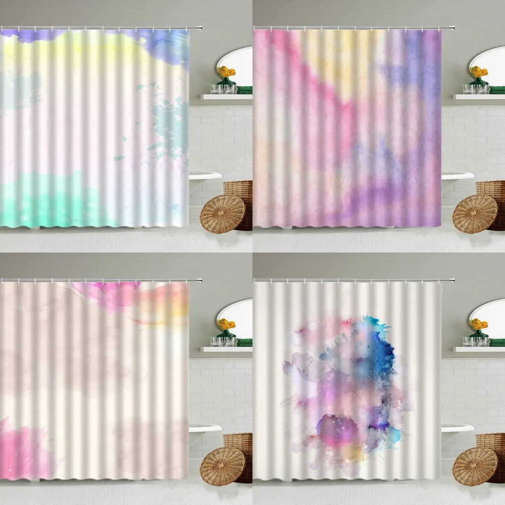 Абстрактная водная с градиентной передачей цветущая душевая занавеска розовая