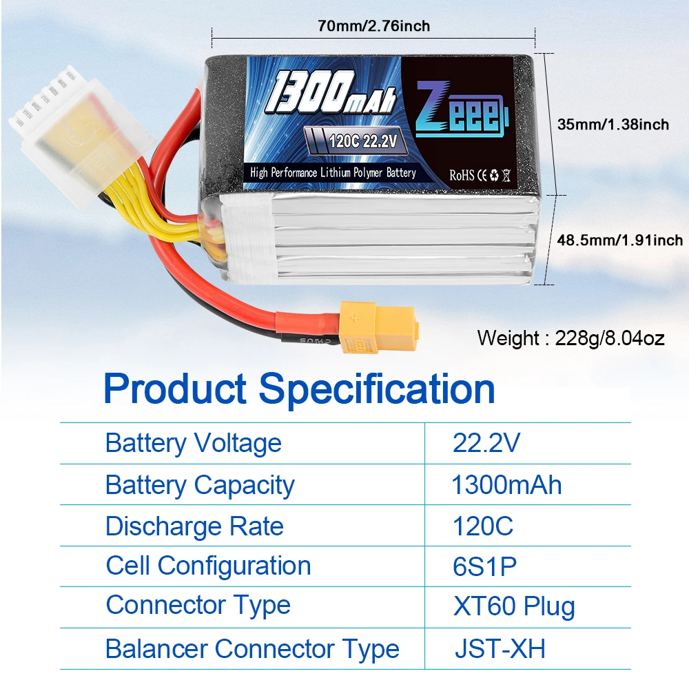 zeee 222 v 120c 1300mah 6s lipo батарея с разъемом xt60 rc г
