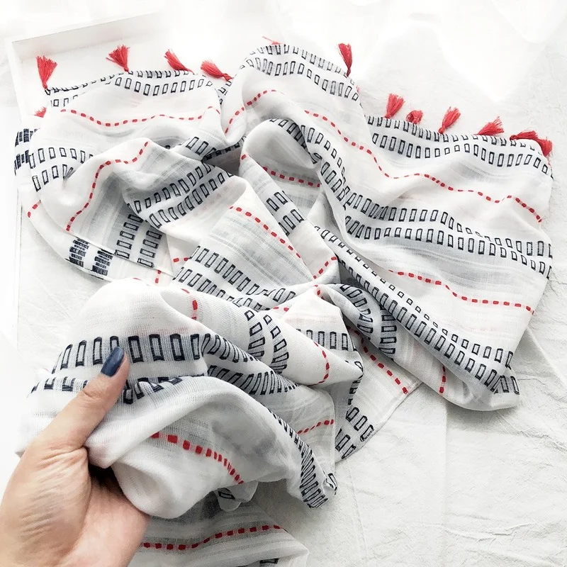 Литературный и художественный маленький градиентный шарф из конопляного хлопка