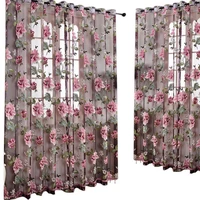 door blinds window peony printed transparent tulle curtain room divider valance home decoration curtains voile for living room