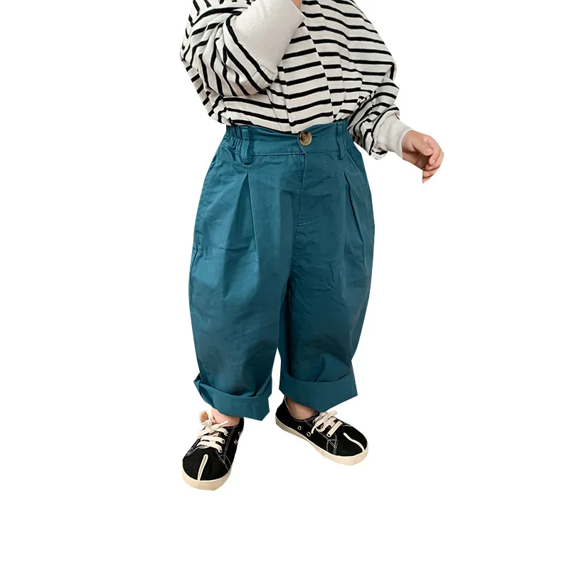 

Children's Clothing 2021 Autumn New Korean Solid Color Boys' Casual Trousers Girls Harem Pant