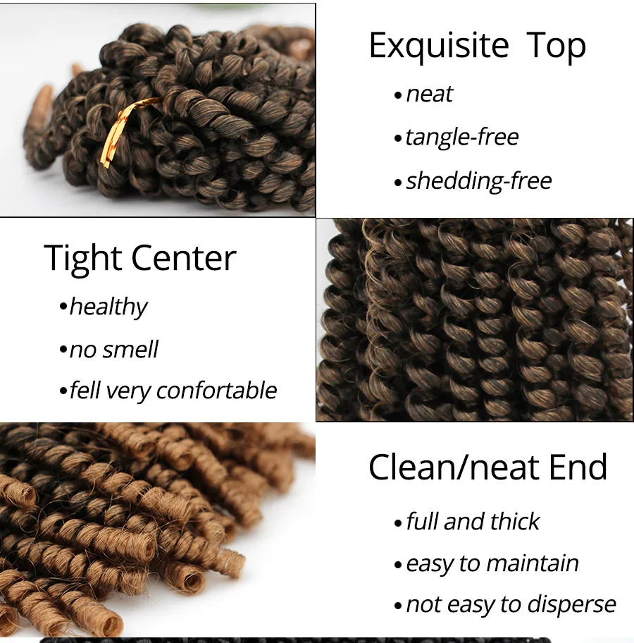 Недорогие 8-дюймовые синтетические плетеные Пружинные удлинители волос черные