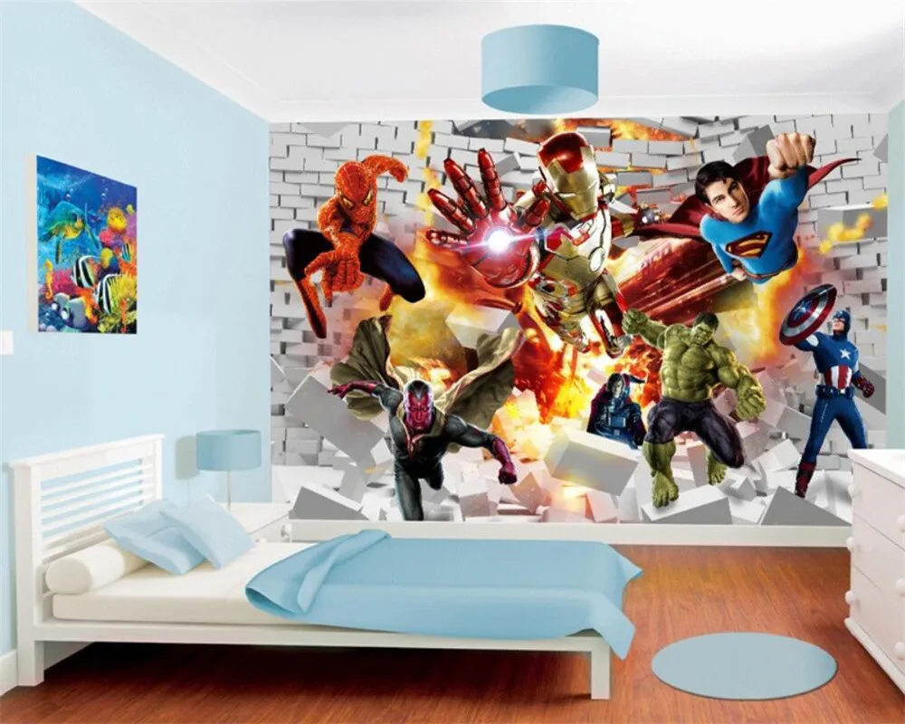 Пользовательский 3D мультфильм детская комната мальчик спальня обои фон