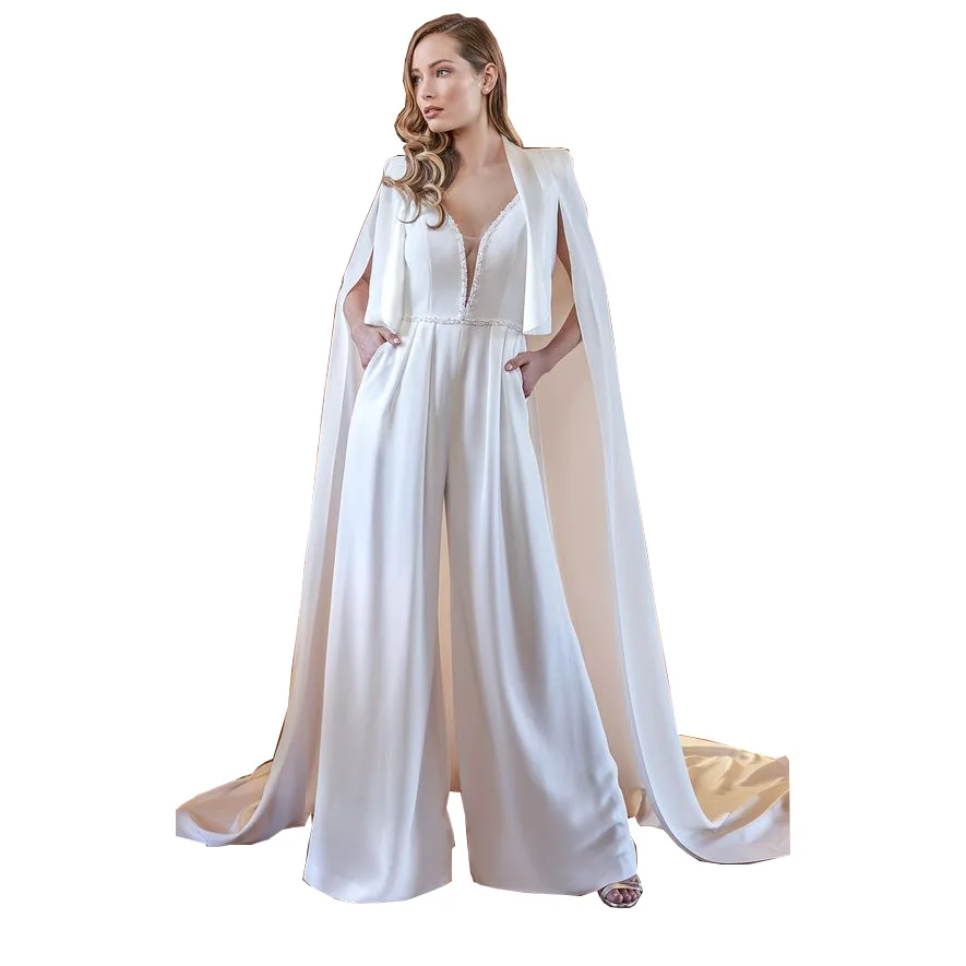 

Trendy jumpsuit women New style retro Elegant temperament one piece shawl straight pants tube trendy Prom Clothes W151