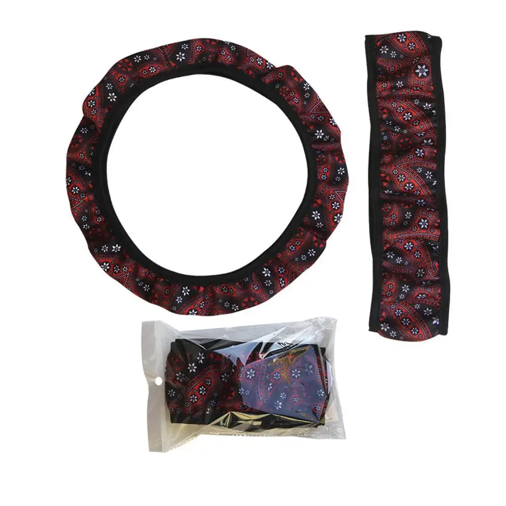 

High Quality Car Steering Wheel Cover Diameter Bohemia Style Floral Print 14.5 inches to 15 inches 4 Seasons Use Dropship CSV