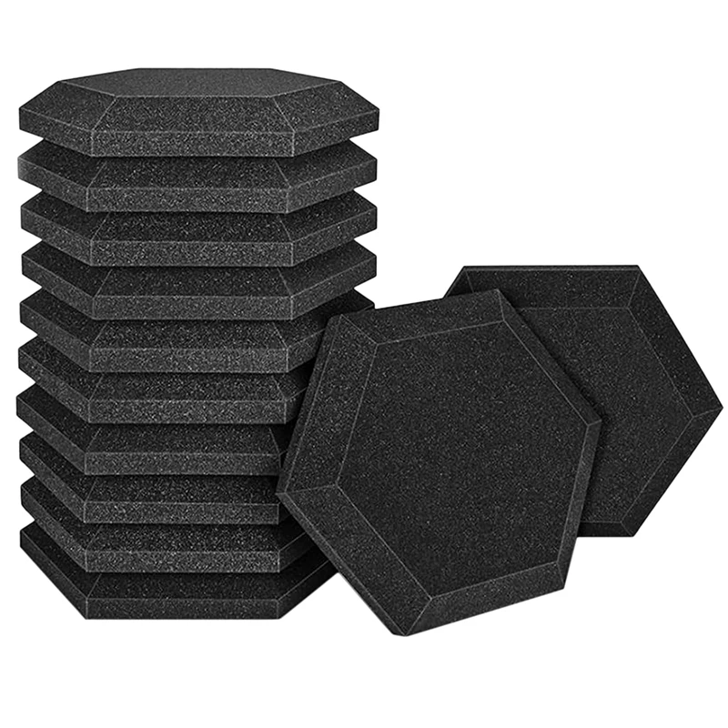 

12 Pcs Acoustic Foam Board,Hexagonal Studio Slope Heel Board, for Sound Insulation Noise Treatment Soundproof Panel