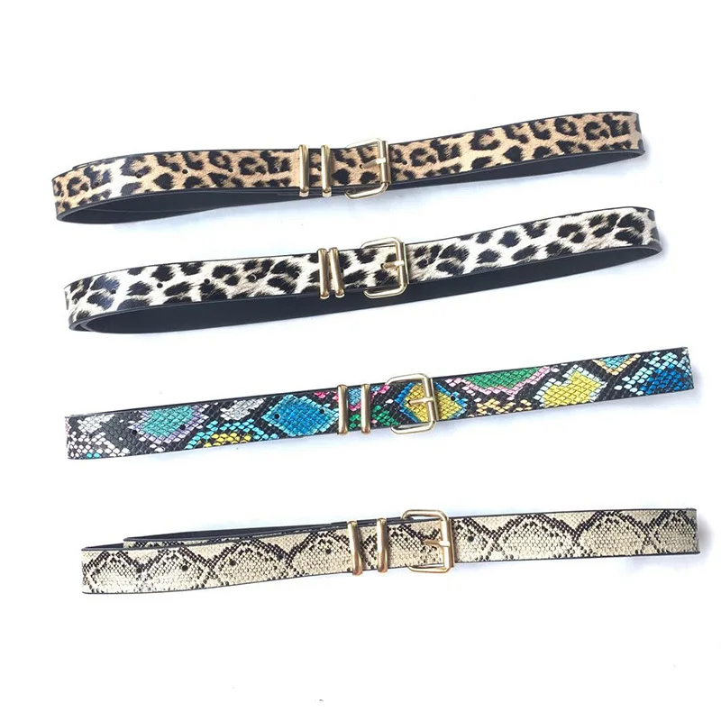 

2021 Vintage Leopard Belts For Women's Dress Jeans Cinto Feminino Female Pu Leather Snake Waist Belt Women 105x2.3cm Waistband