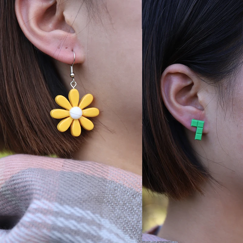 Милые цветные свежие милые минималистичные Цветочные креативные уличные серьги