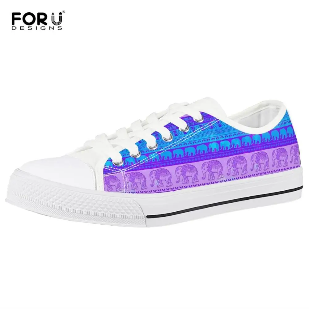 FORUDESIGNS красочные племенные ацтекский слон принт низкие холщовые ботинки для