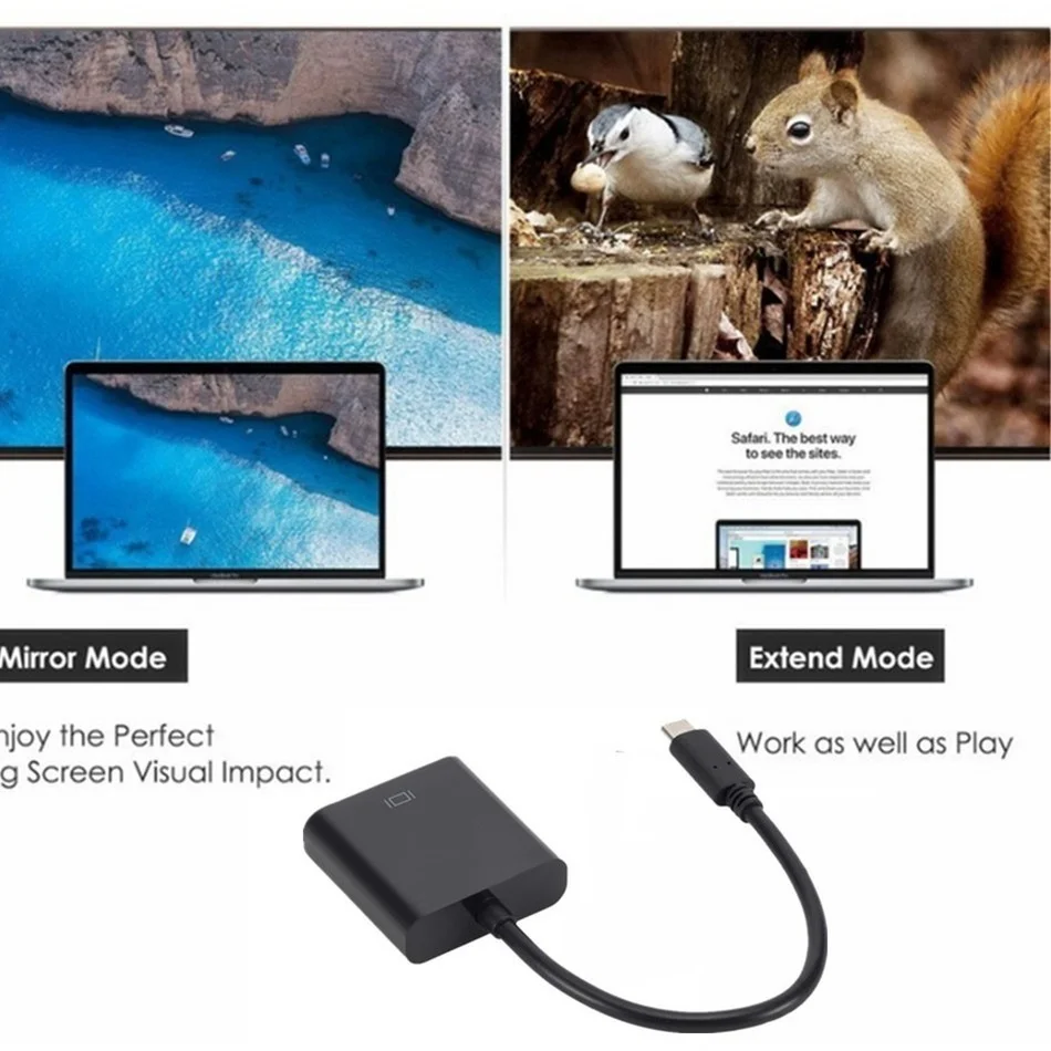 Горячая Распродажа USB C к гнезду VGA адаптер кабель USBC USB3.1 для Macbook 12 дюймов Chromebook Pixel