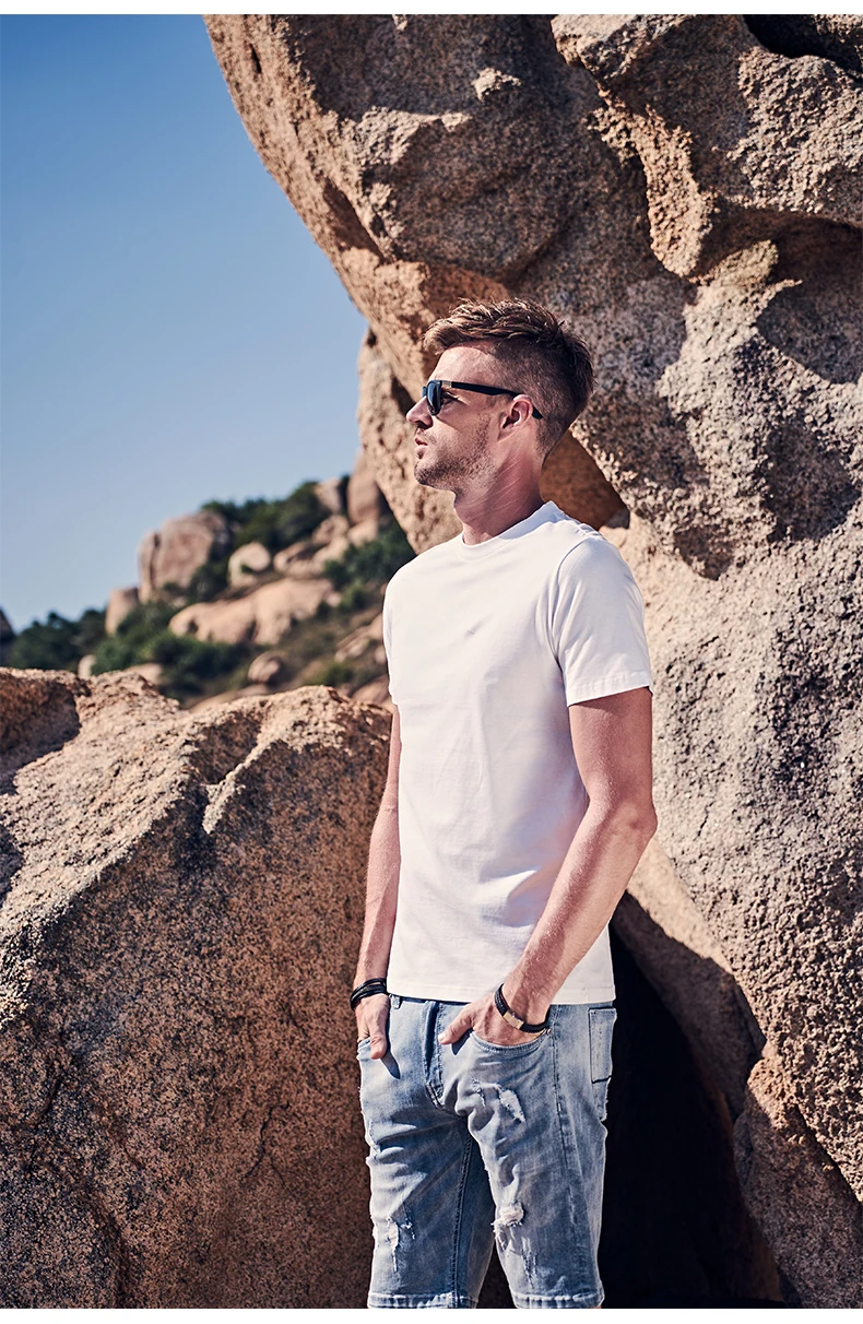 

3268, Новинка лета 2021, Мужская Корейская хлопковая Футболка с круглым вырезом и коротким рукавом