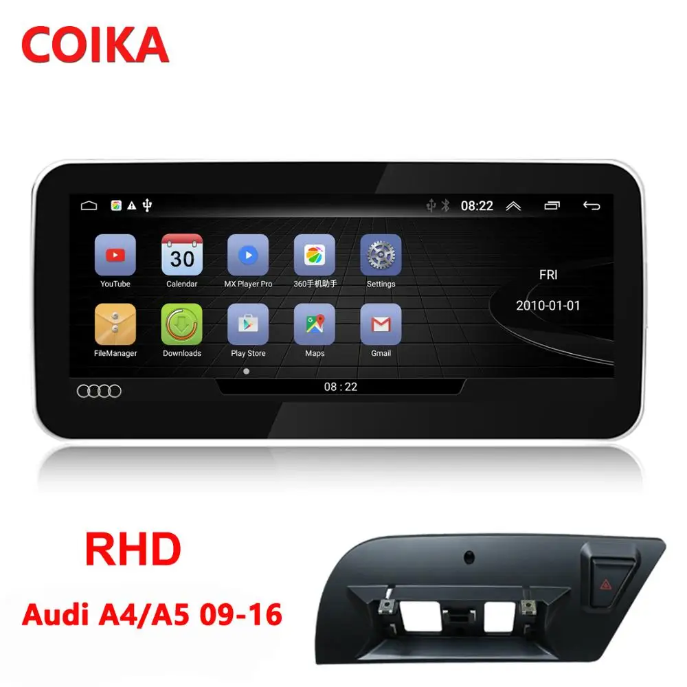 COIKA 10,2" Android 9,0 Система Автомобильный мультимедийный плеер для Audi A4 A5 2009- gps Navi Стерео wifi 4G Bluetooth ips экран 2+ 32