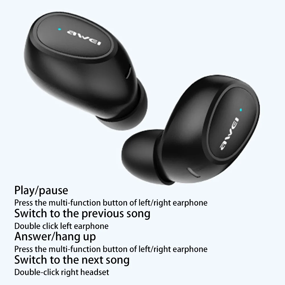 Оригинальные наушники вкладыши AWEI TWS с T16 Беспроводной Bluetooth гарнитура True для Xiaomi