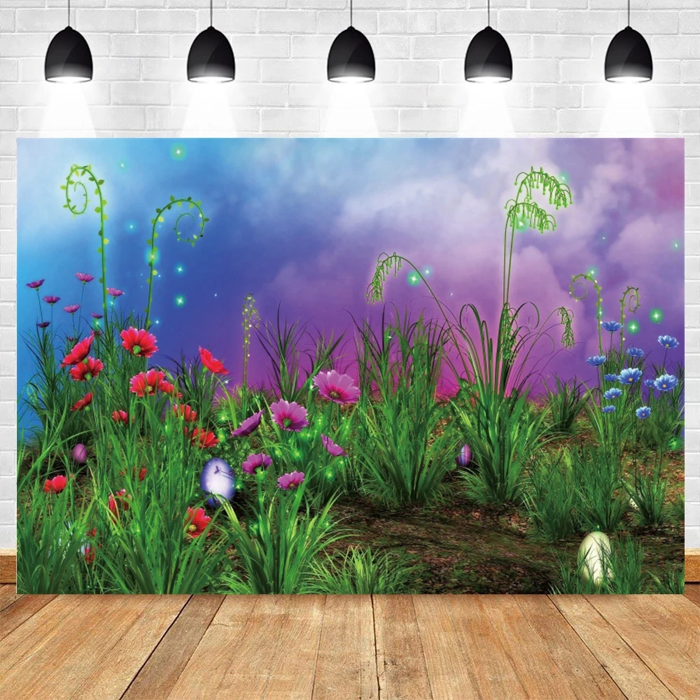

Dreamy Scene Spring Flower Grassland Egg Baby Portrait Backdrop Photography Background For Photo Studio Photophone Photozone