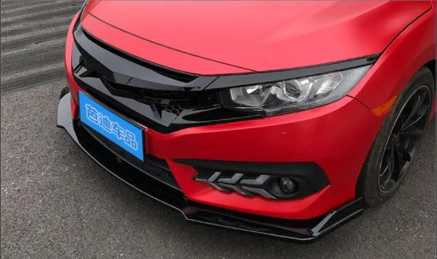 3 шт./компл. ABS черный передний бампер для губ Диффузор для Honda Civic