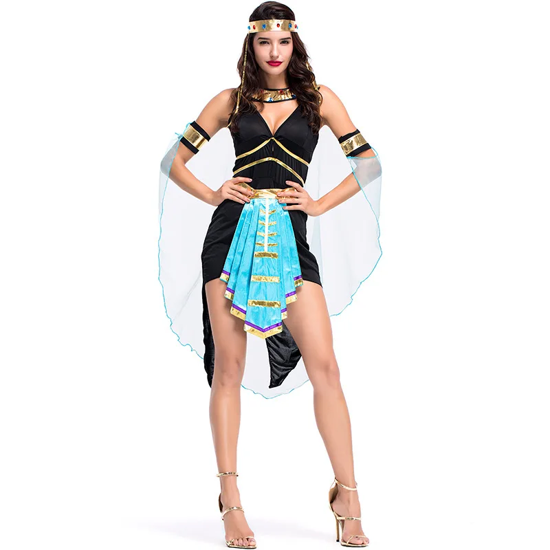 

New Ancient Egyptian Mythological Goddess Blue Belt Goddess Evening Performance Costume Cosplay