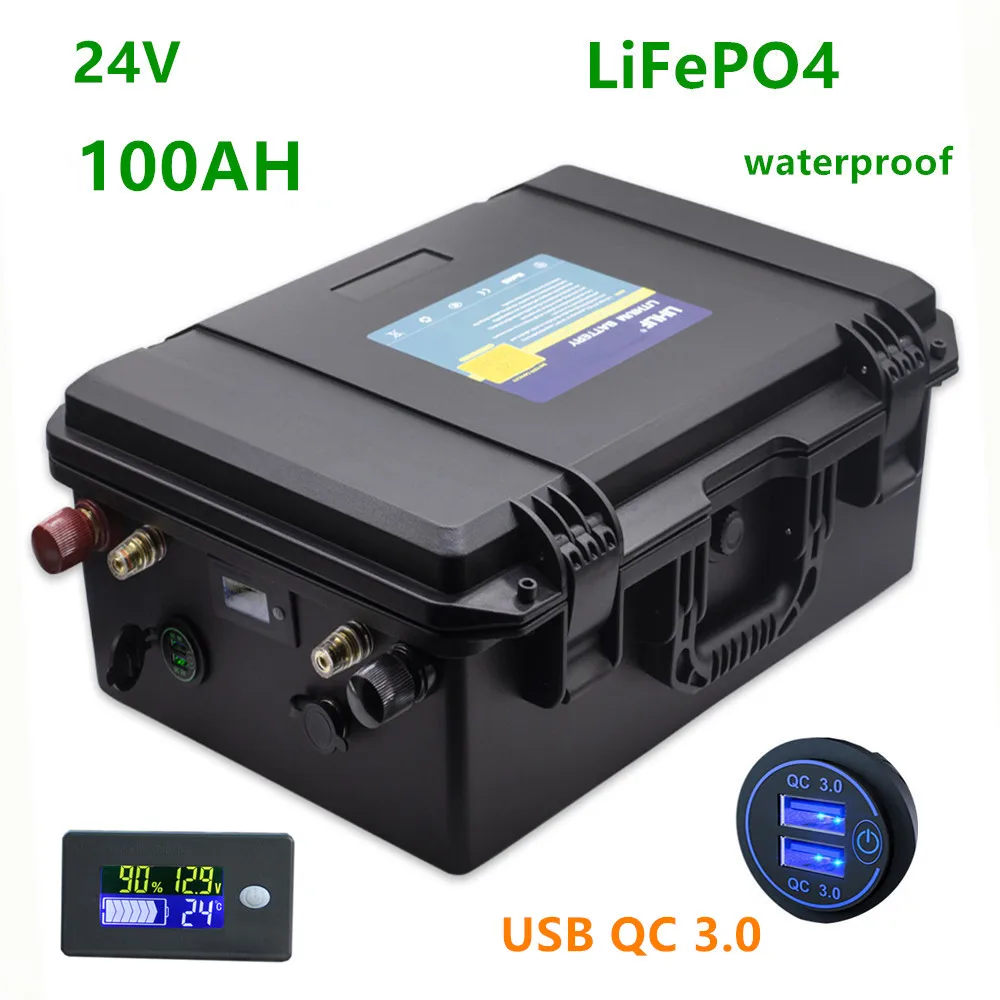 Lifepo4 24V 100ah аккумулятор lifepo4 100AH водонепроницаемый литиевый для инвертора
