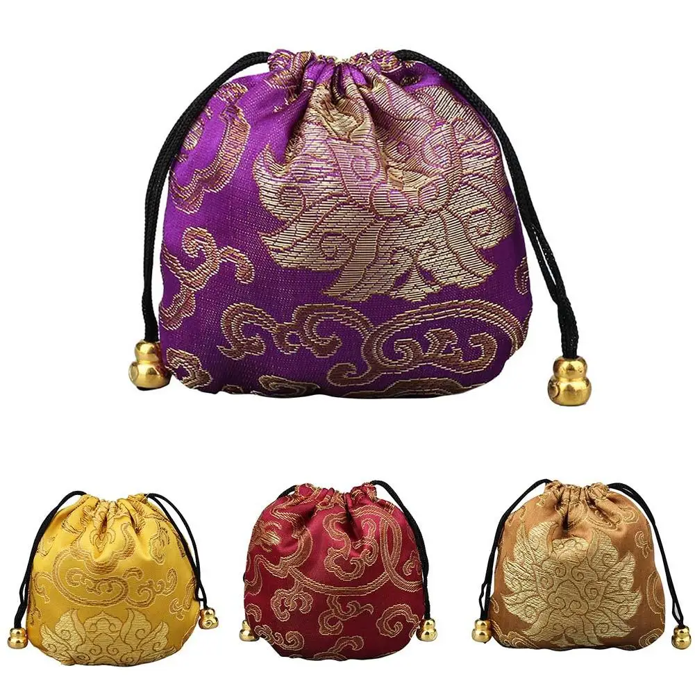 HOT SALES！！！Bright Color Chinese Good Lucky Bag Auspicious Cloud Design Storage Gift Pouch