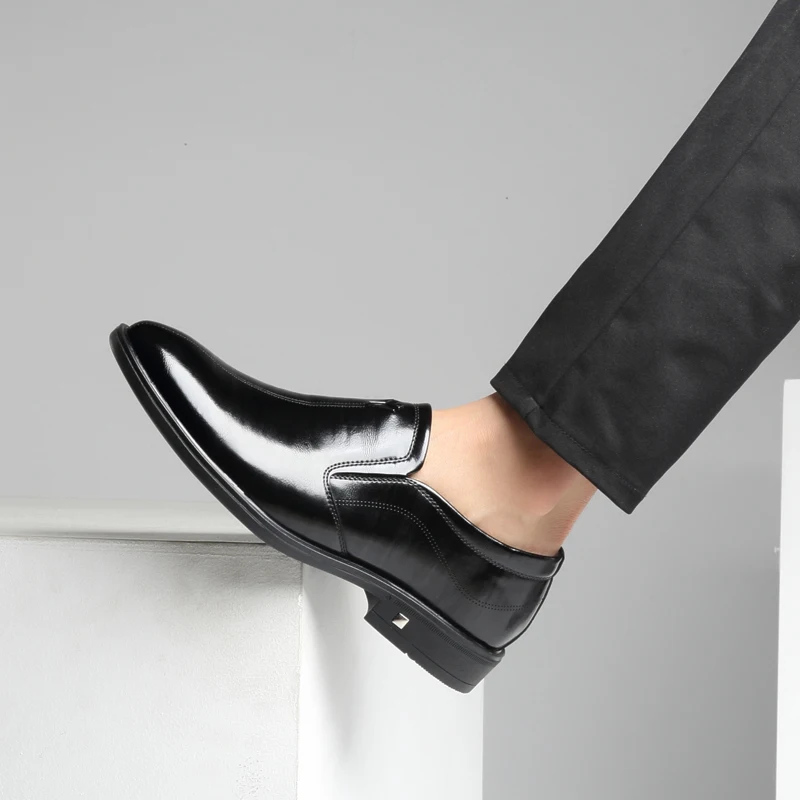 

Lcxmnd high quality business Korean leather shoes black wine red