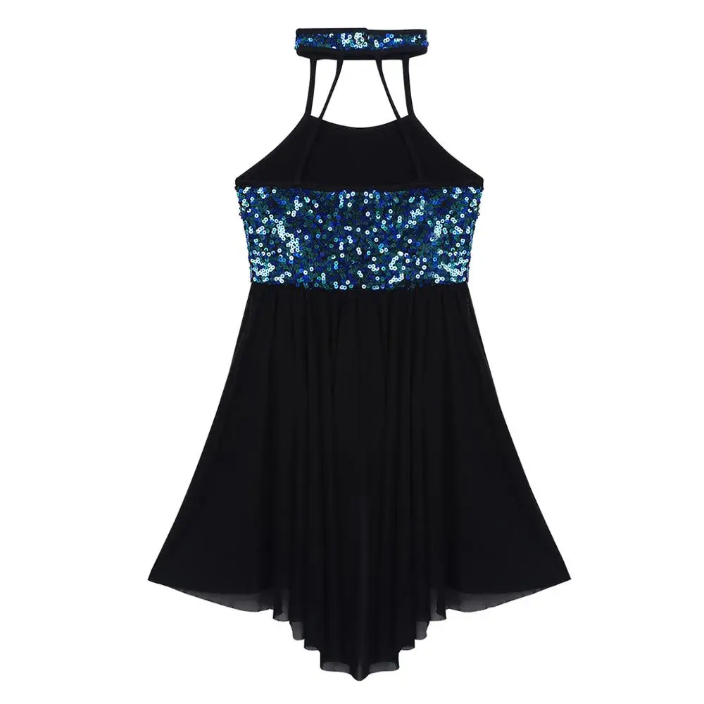 Детское гимнастическое трико для девочек платье-пачка с воротником-чокер