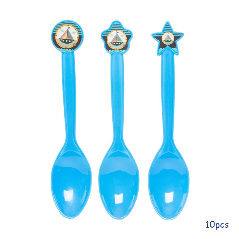 Spoon 6pcs Морские вечерние предметы декора для дня рождения детей, предметы декора для вечеринок и дней рождения, декоративные одноразовые бумажные тарелки, бумажные стаканчики, посуда для душа ребенка - Цвет: Spoon 6pcs