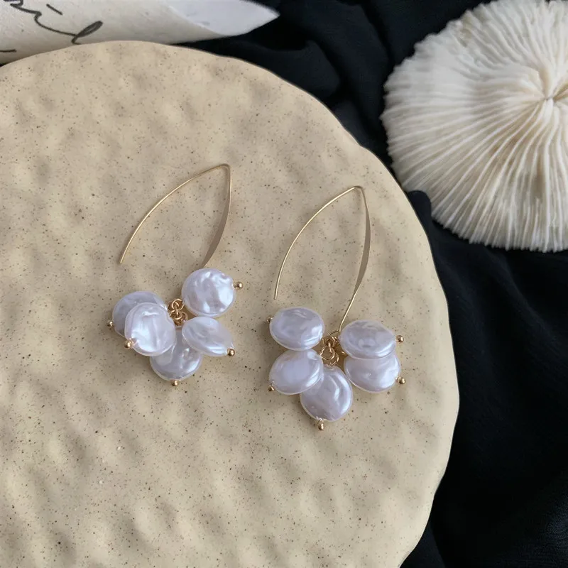 MuHan жемчужные серьги асимметричные геометрические металлические Длинные