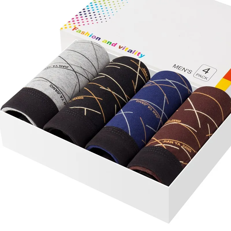 4pcs/ot Men Underwear Boxer For Fashion print Cotton Men's Boxer Shorts Mid-Rise Comfortaby breathabe Man's underwear