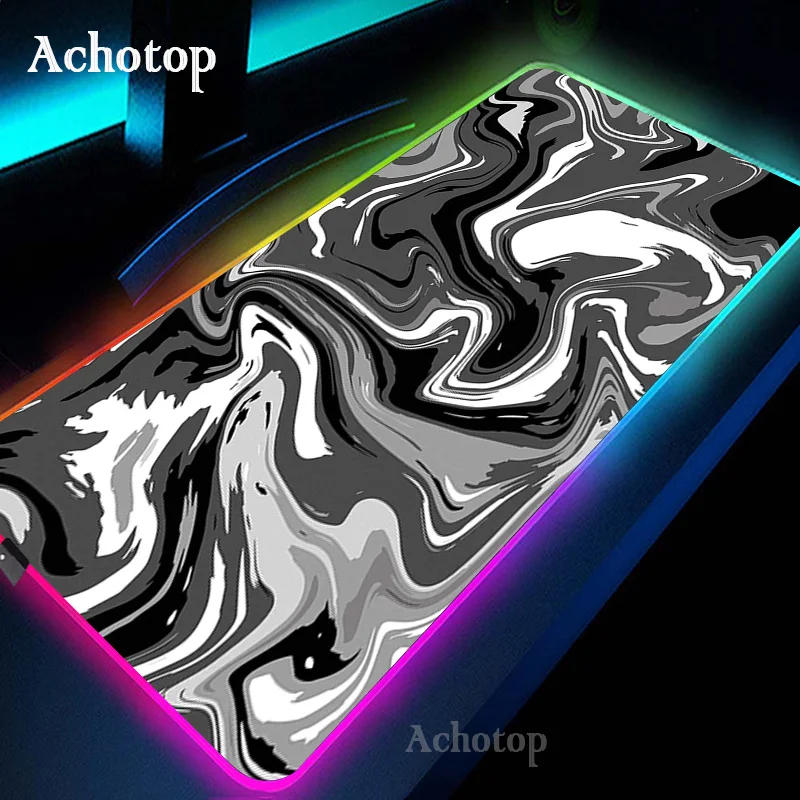 

LED Light Gaming Mouse Pad RGB Strata Liquid Large Keyboard Cover Non-Slip Rubber Base Computer Carpet Desk Mat PC Game MousePad