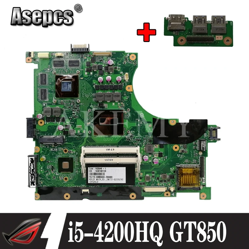 send board+ N56JK Motherboard i5-4200HQ GT850 2G For Asus N56J G56J G56JK Laptop motherboard Mainboard | Компьютеры и офис