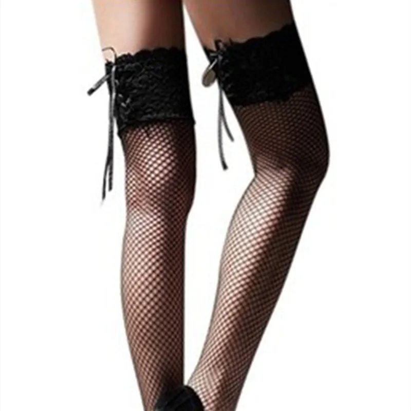 Женские пикантные сетчатые чулки прозрачные кружевные до бедра трикотаж женские