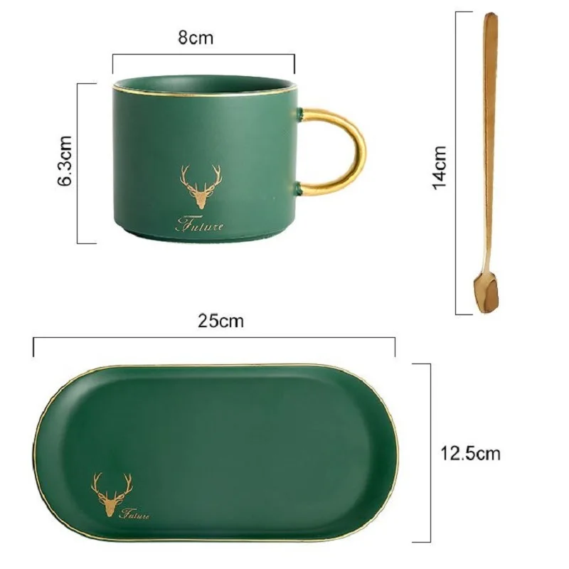 

Gold Rim Ceramics Coffee Cups And Saucers Spoon Sets European Luxurious Milk Tea Mugs Heat-Resistant Nordic Breakfast Juice Cup