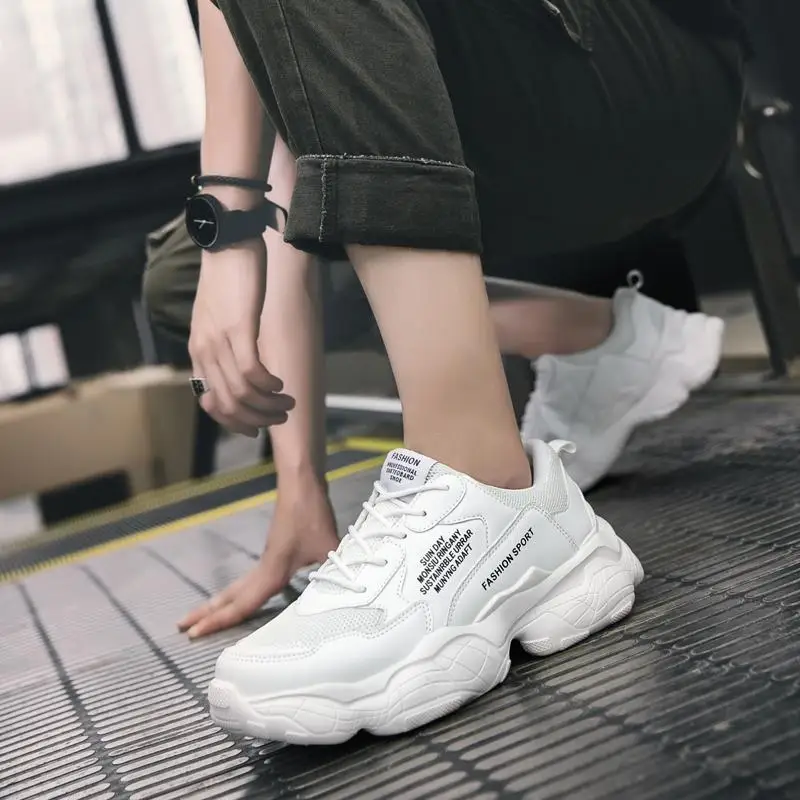 

Fashion New Trend Sport Shoes Man White Shoes Running Shoes Man Outdoor Non-slip Heighten Thick Bottom Shoes Men Dad Sneakers