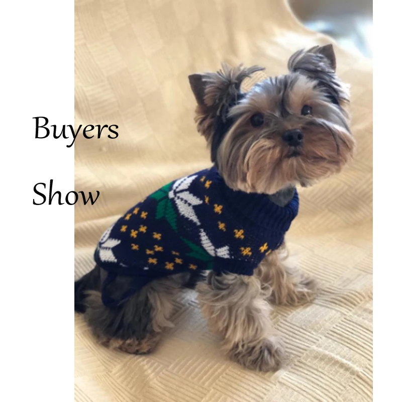 Повседневный вязаный свитер для собак теплая зимняя Шерстяная Одежда питомцев