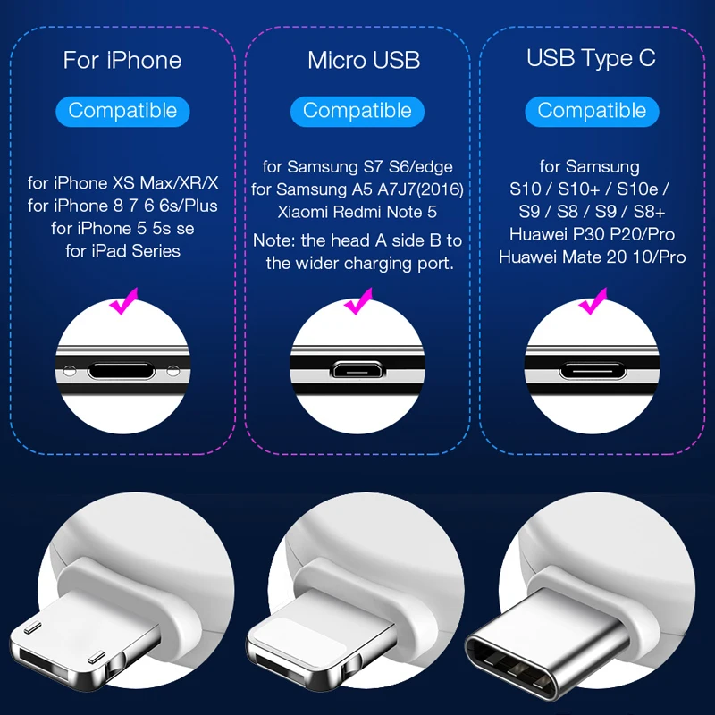 Магнитный зарядный кабель FLOVEME 3 в 1 Micro USB Type-C 2A для iPhone Samsung Xiaomi портативный брелок