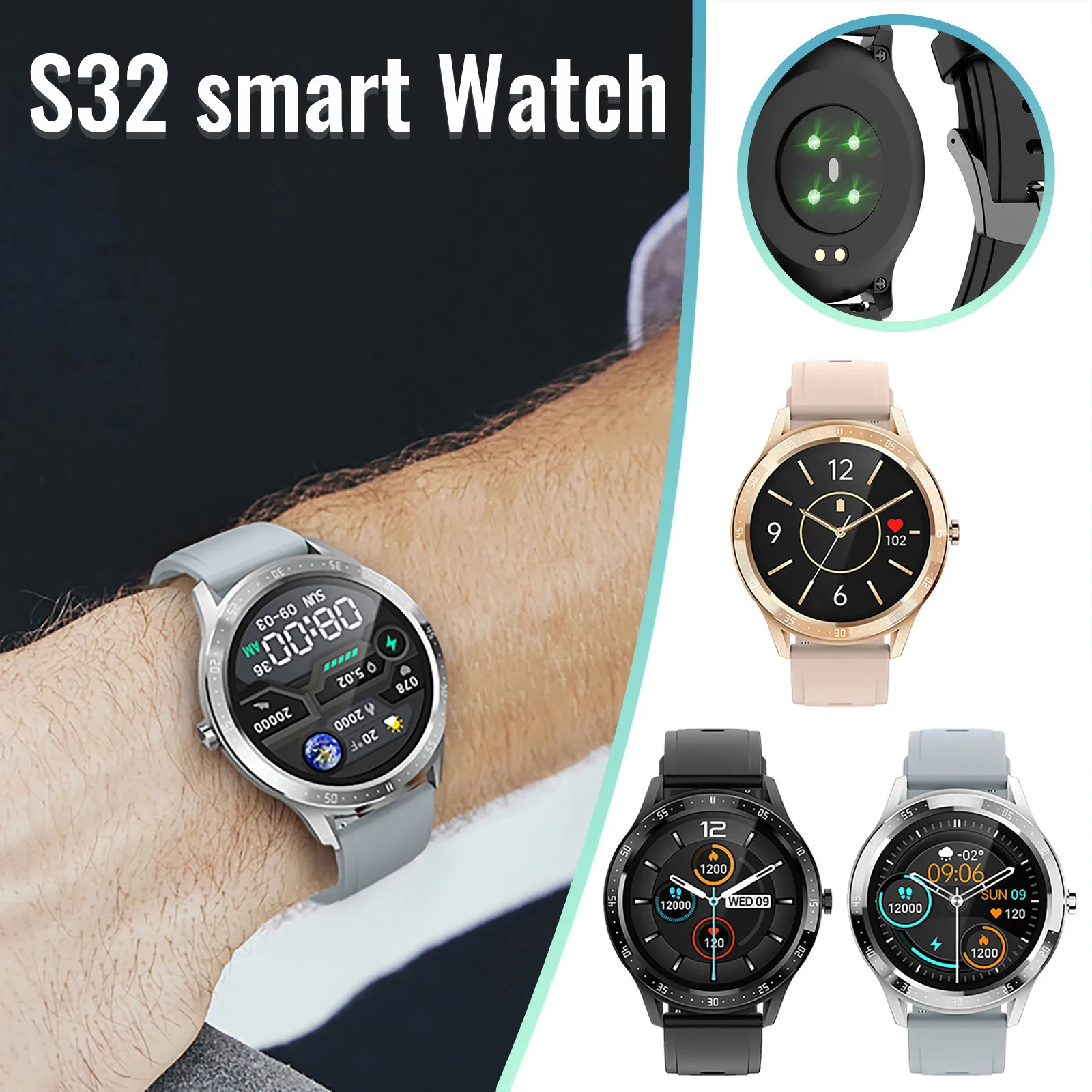 

Новинка 2021, спортивные Смарт-часы S32 для мужчин и женщин, Смарт-часы с пульсометром, браслет, фитнес-трекер активности, носимые устройства PK L9